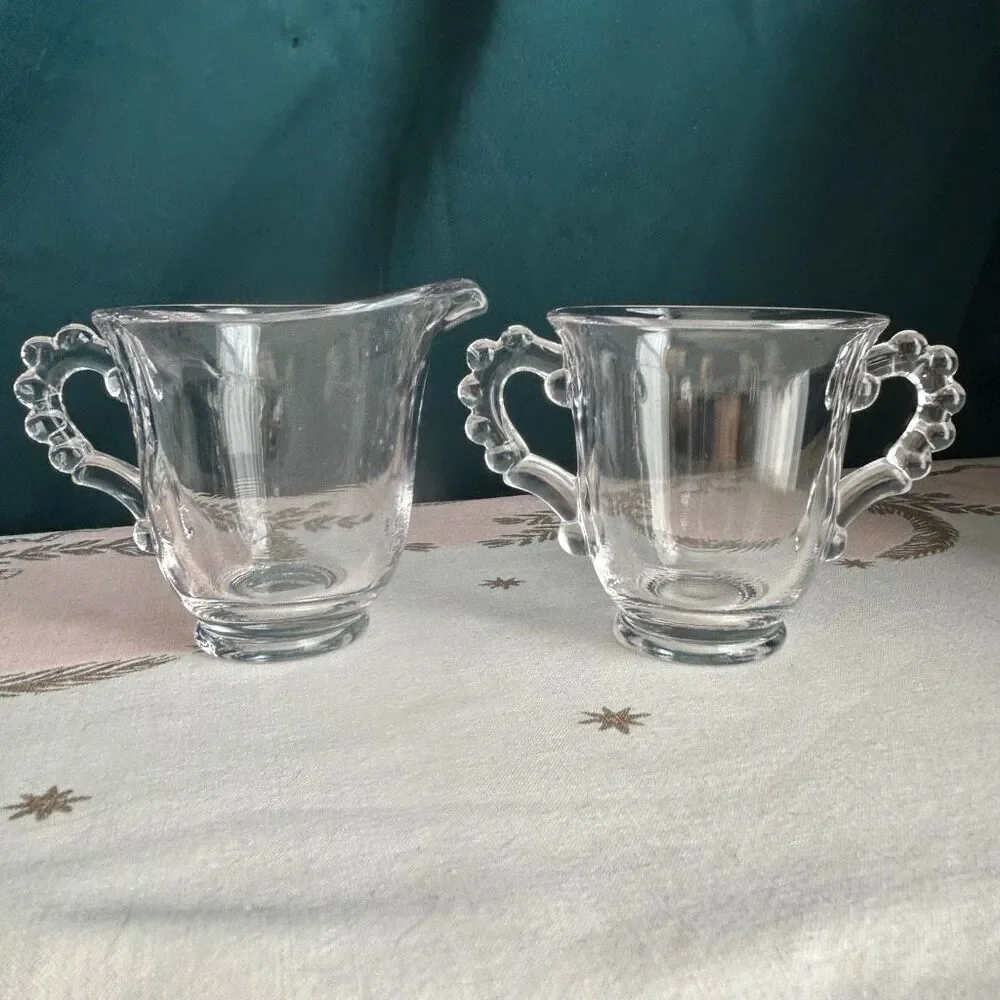Vintage Imperial Glass Candlewick Sugar and Creamer